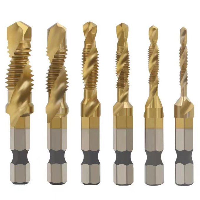 6pcs HSS M3-M10 Hex Shank Metric Tap Kits Drill bits Machine Screw