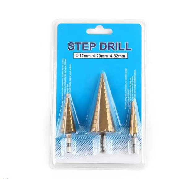 3Pcs HSS Step Drill bit Set 3-12mm 4-12mm 4-20mm